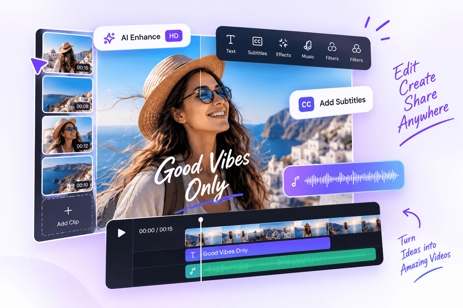 Edit, create and share videos anywhere with VideoEditorOnline